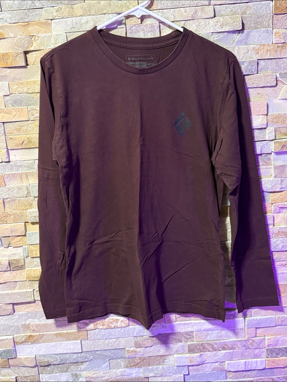 Black Diamond Long-Sleeve Crew in Deep Brown / Burgundy